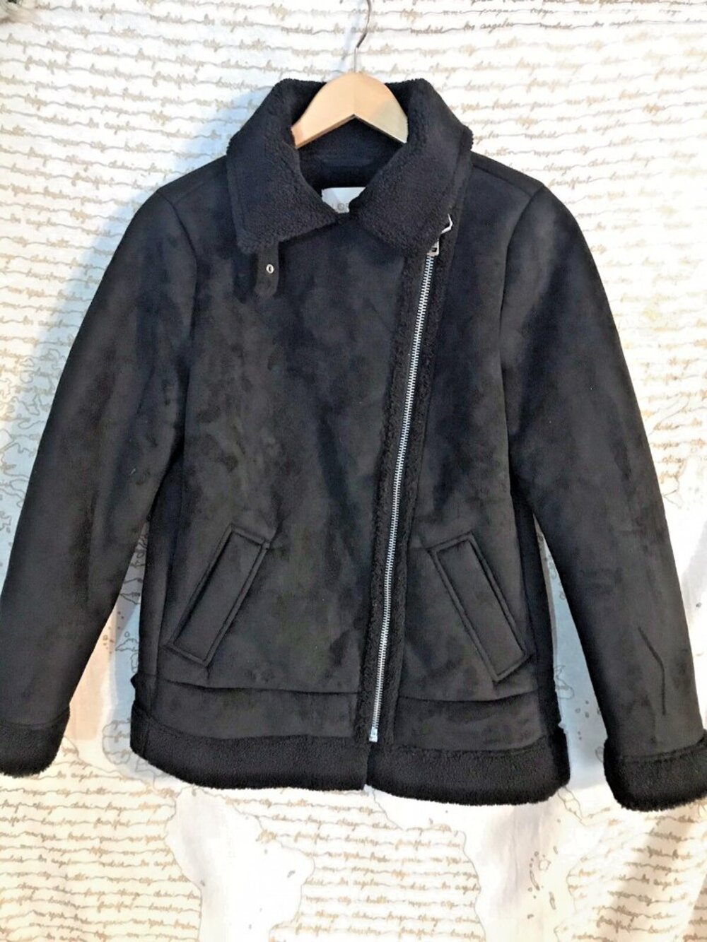 Loft Faux suede Sherpa Black Moto jacket Brand New With Tags NWT $210